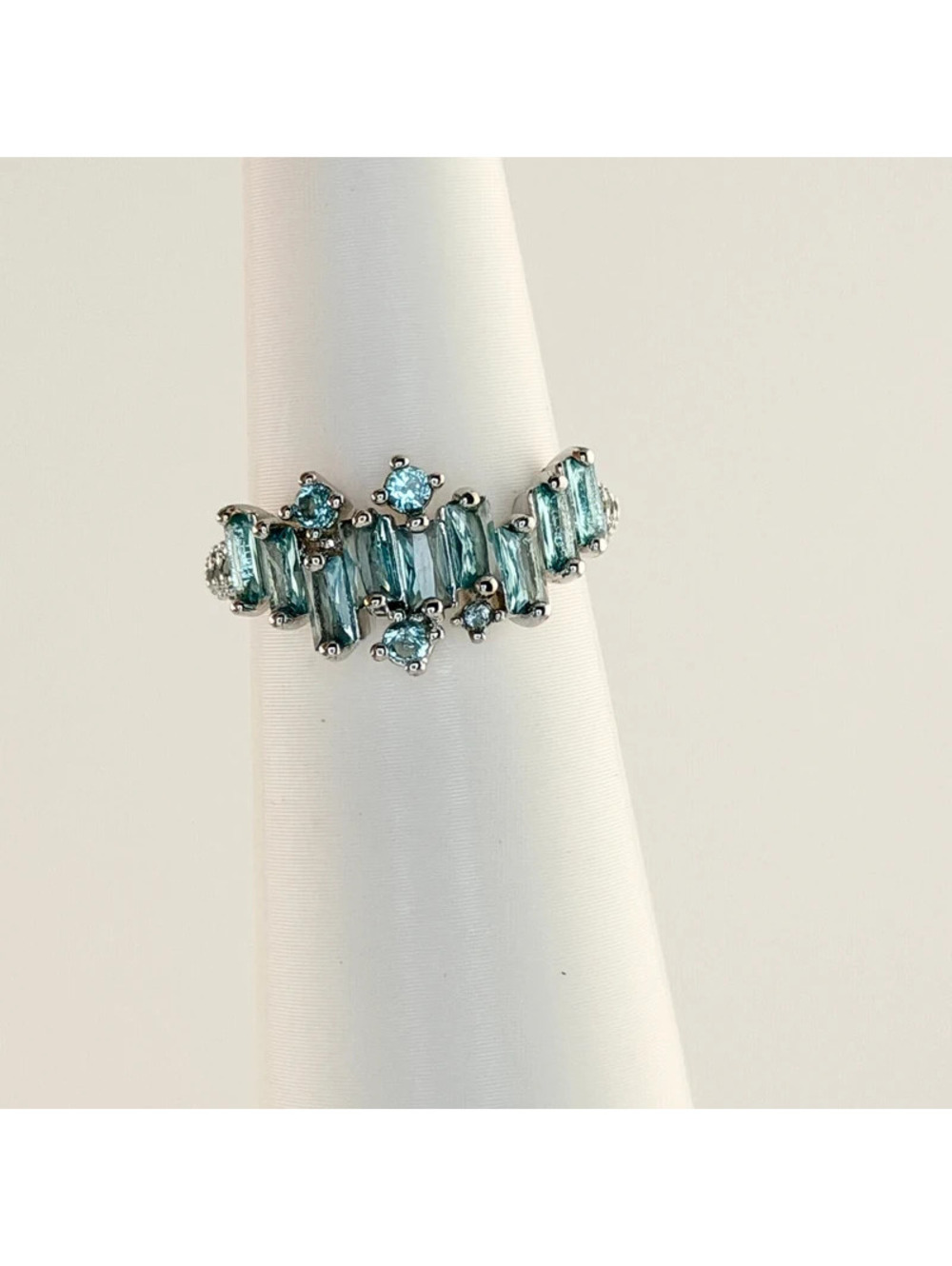 Bomb Party Sz 5 "As You Like It" Paraiba Tourmaline Rhodium RBP5768 Retro
